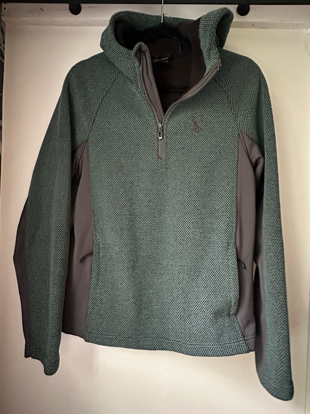 Men's Green Quarter-Zip Jacket with Hood